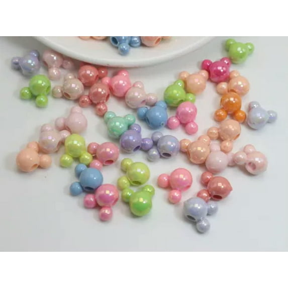 CCOZN 120-Piece Cute Mouse Head Polymer Clay Beads – 10mm, Bulk With Storage Box For DIY Bracelets & Crafts