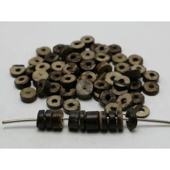U8MO Craft DIY Natural Coconut Column Heishi Beads 9mm 12mm Irregular Chips Various-200pcs Natural Dark 9mm