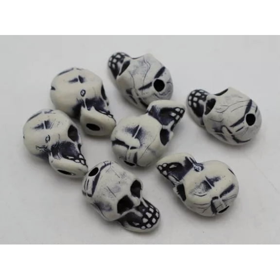 U8MO Craft DIY White Large Halloween Gothic Skull Bones Acrylic Beads Various Shape-7# 25Pcs Skull 21X13mm