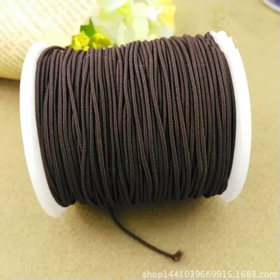 U8MO Craft Elastic Stretch Round Beading Cord Braided String Rattail Rope 0.8mm-1.5mm-Brown-55 Yards 1mm