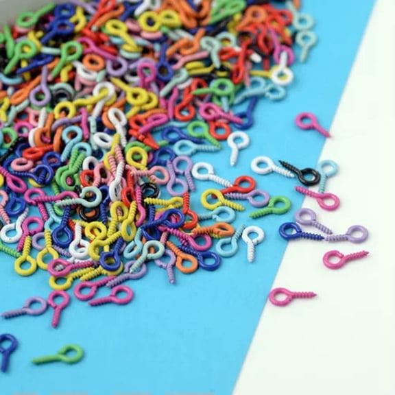 U8MO Craft Mixed Color Metal Screw Eye Pins Bails 8mm 10mm Half Drilled Hooks Eyelets-500 Pcs 8X4mm