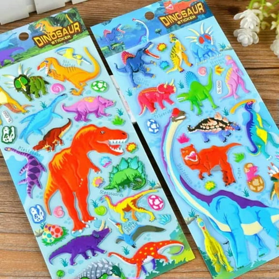 U8MO Craft Scrapbooking 3D Puffy Bubble Dinosaur Sticker For Kids Gift Party Favors-2 Sheets