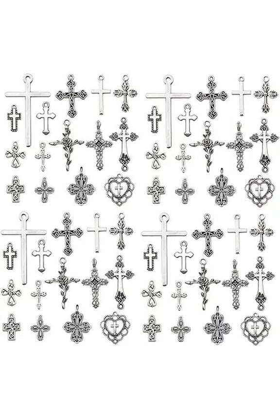 Cross Charms Antiqued Silver Cross Pendants Christian Catholic Religious Mix 120