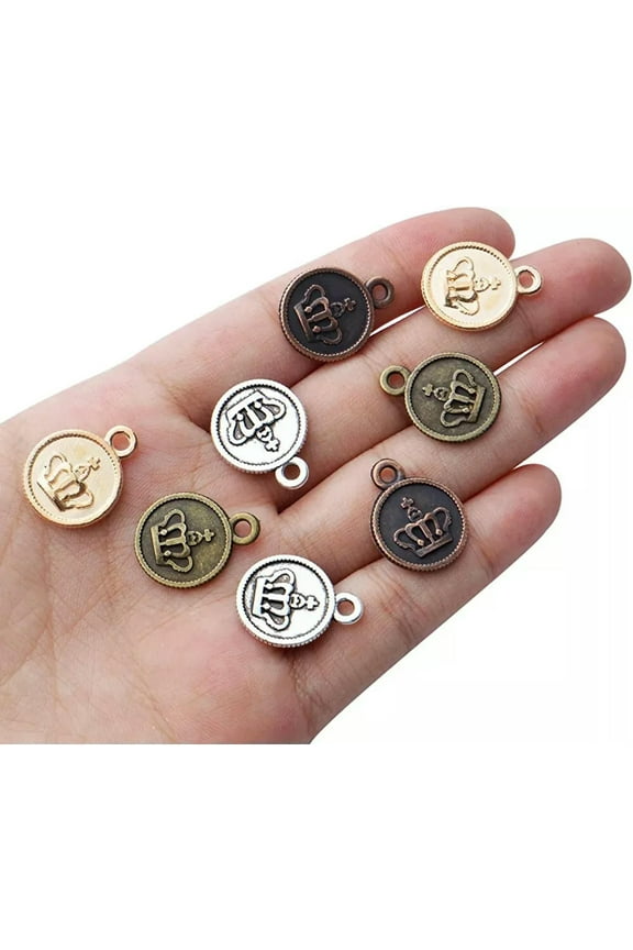 Crown Jewelry Charms Queen Pendants Rose Gold Silver Alice In Wonderland 19mm 6p