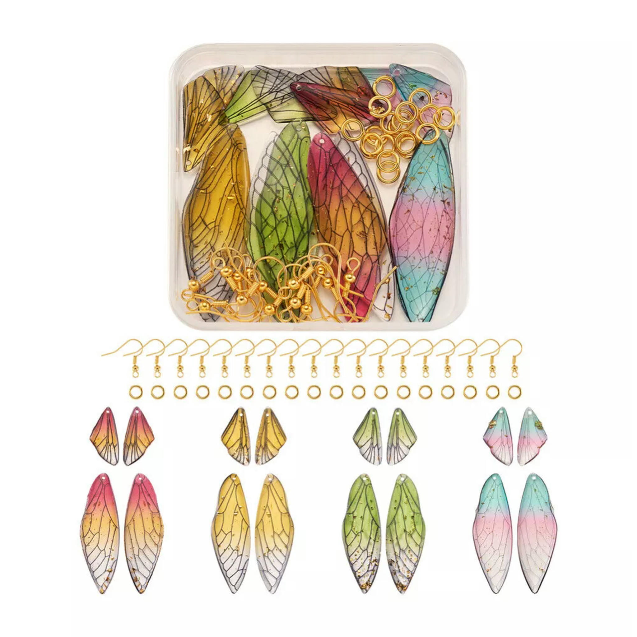 U8MO DIY Dangle Earring with 50pc Jump Rings &40pc Earring Hooks &16pc Resin Pendants