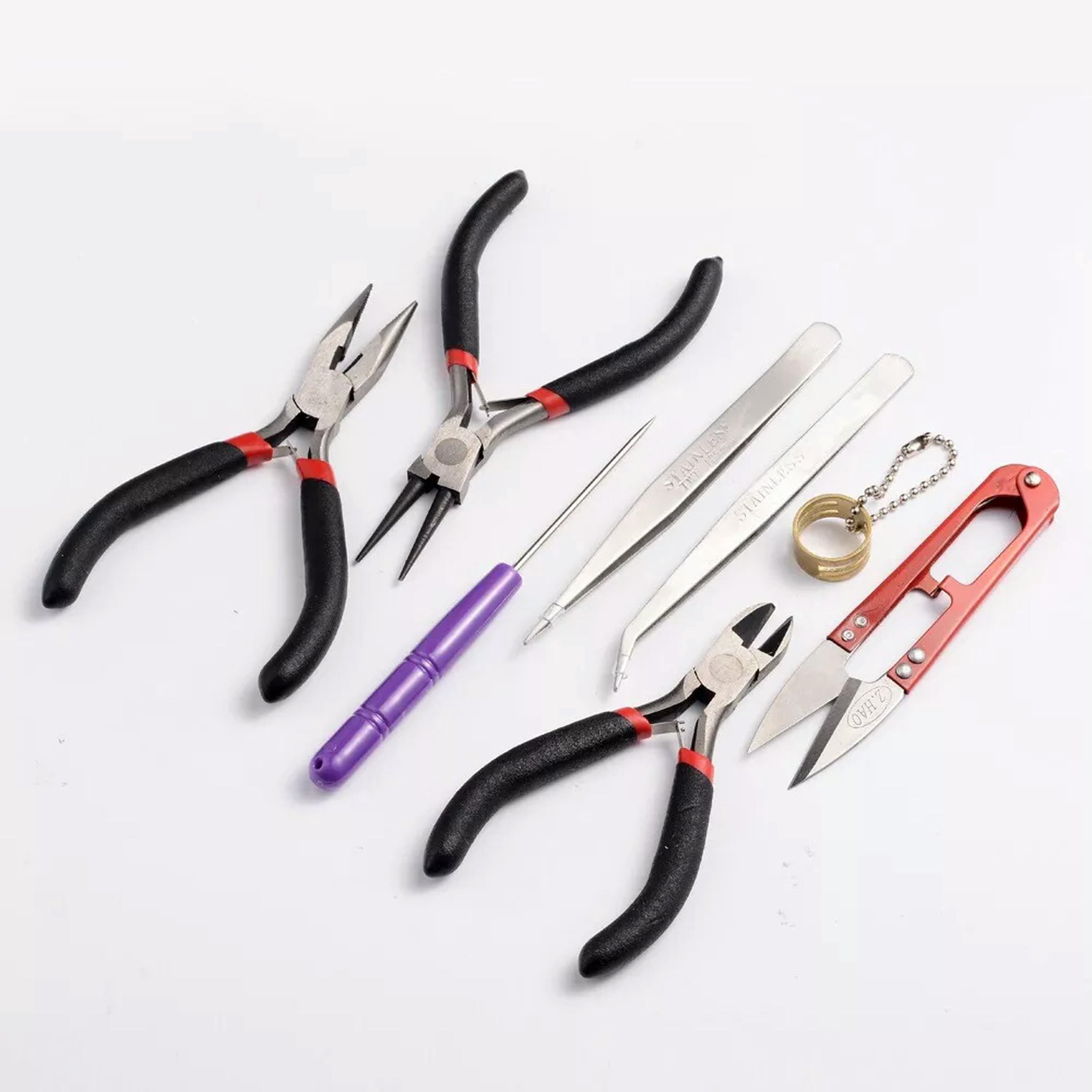U8MO DIY Jewelry Tool Kits Round Nose Pliers Side Cutting Pliers Wire Cutter Scissor