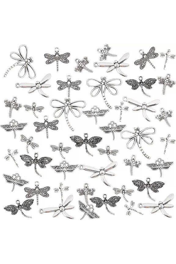 Dragonfly Charms Antiqued Silver Dragonfly Pendant Steampunk Insect Butterfly 90