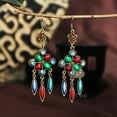 thumbnail image 1 of U8MO Ethnic Bohemian Bronze Color Opaque Rhinestones Tassels Dangle Hook Earrings-Colorful, 1 of 4