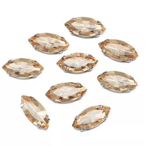 U8MO Eye Rugby Shape Sew on Flatback Crystal Glass Rhinestones Claw Up Craft Beads-4x8mm 50pcs-Champagne