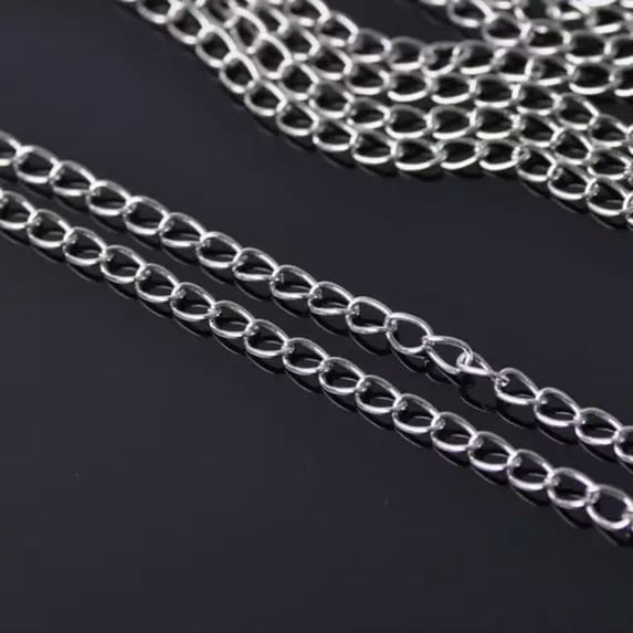 U8MO Fashion 1.8/3.2mm 5m Iron Metal Extension Open Link Chain Jewelry Findings-Platinum-5m/3.2mm