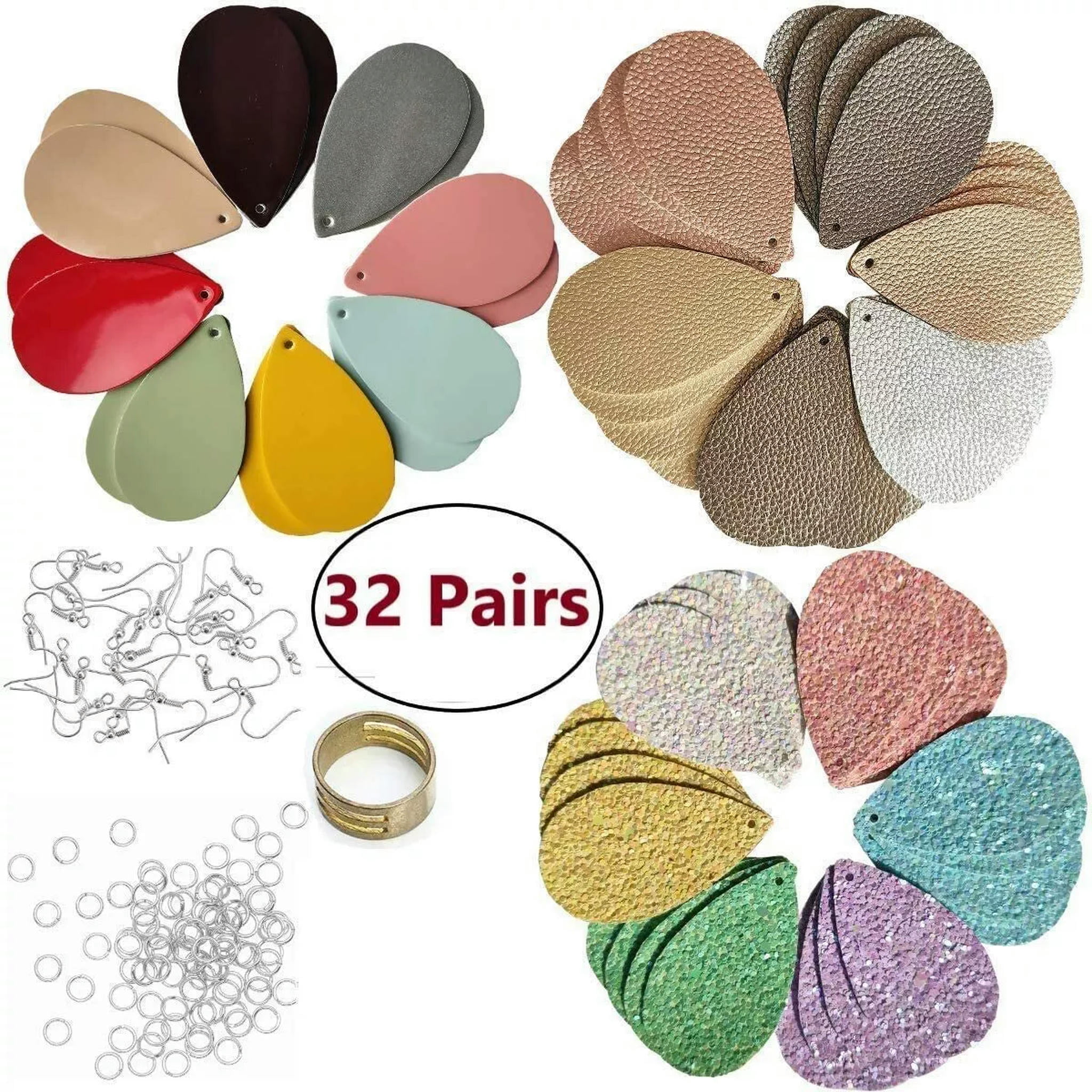 U8MO Faux Leather Earrings Making Kit Diy Jewelry Design Full Set 32 Pairs Glitter