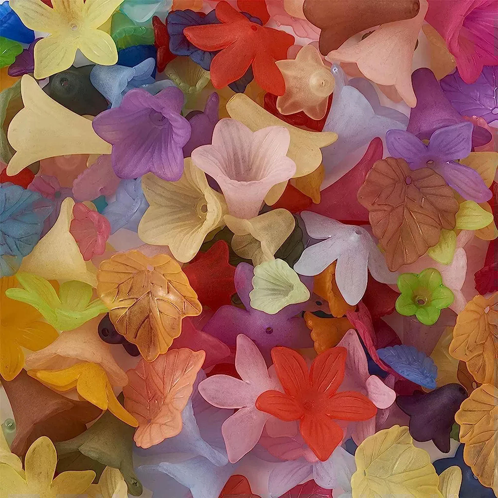 U8MO Flower Beads Frosted Acrylic Assorted Lot Bulk Wholesale Jewelry Supplies 240pc