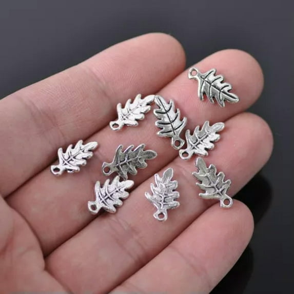 U8MO Flower Plant Shape Tibetan Silver Metal Loose Pendants Beads For Jewelry Making-33# 10pcs