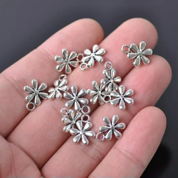 U8MO Flower Plant Shape Tibetan Silver Metal Loose Pendants Beads For Jewelry Making-5# 10pcs