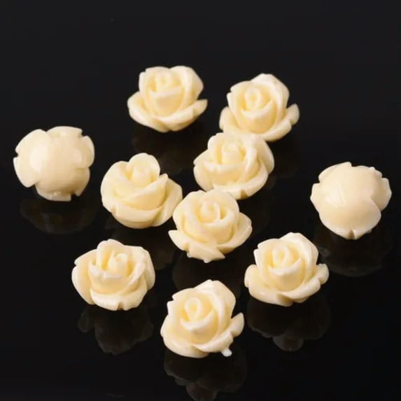 U8MO Flower Shape 8mm 10mm 12mm Artificial Coral Loose Beads Lot for Jewelry Making-Cream-12mm (10pcs)