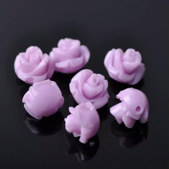 U8MO Flower Shape 8mm 10mm 12mm Artificial Coral Loose Beads Lot for Jewelry Making-Pale Purple-12mm (10pcs)