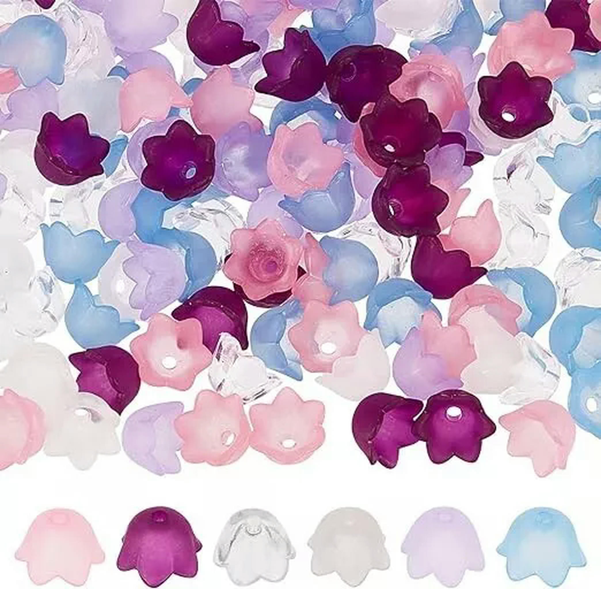 U8MO Frosted Flower Beads Assorted Colors 10mm Acrylic Bead Cap Wholesale Bulk 600pcs