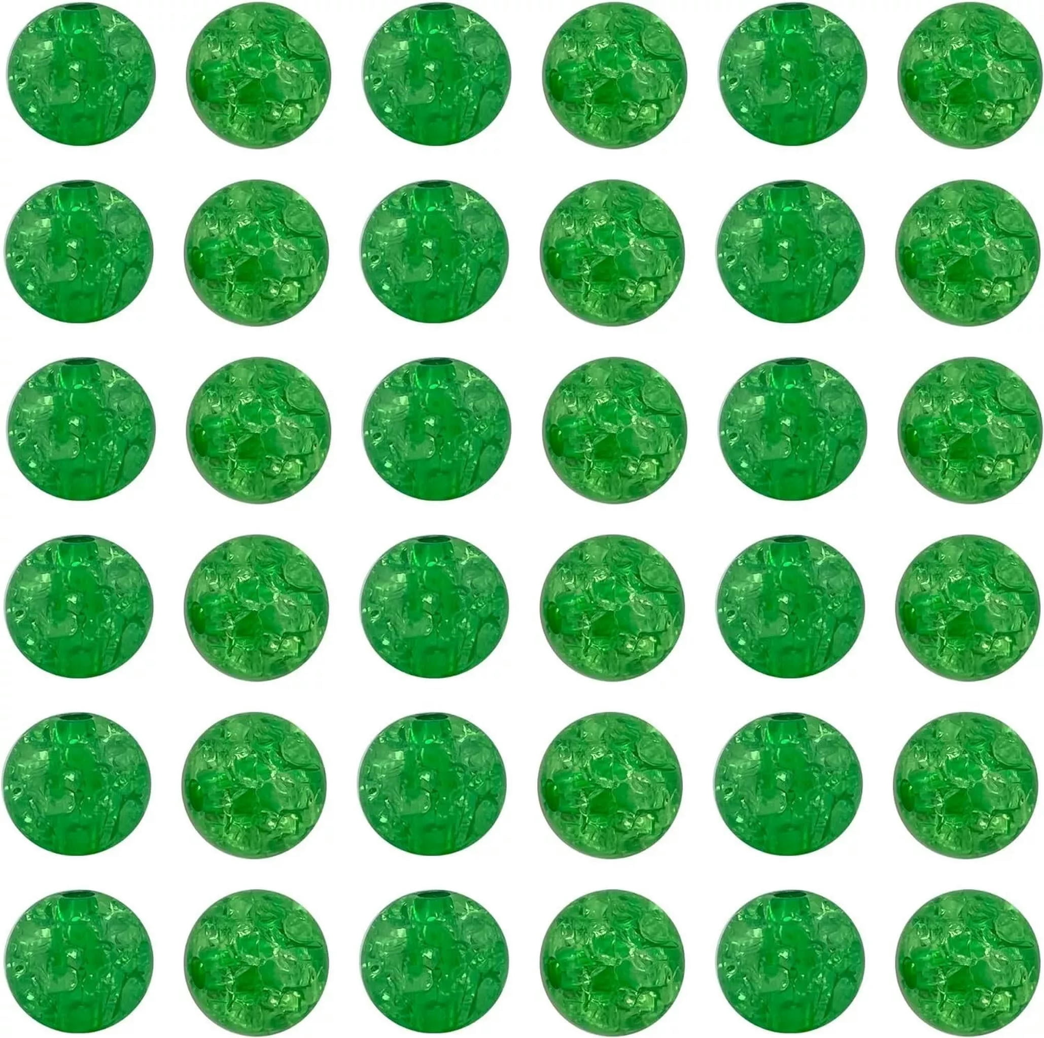 U8MO Glass Beads 12mm Emerald Green Crackle Beads Round Bulk Jewelry Making 150pcs