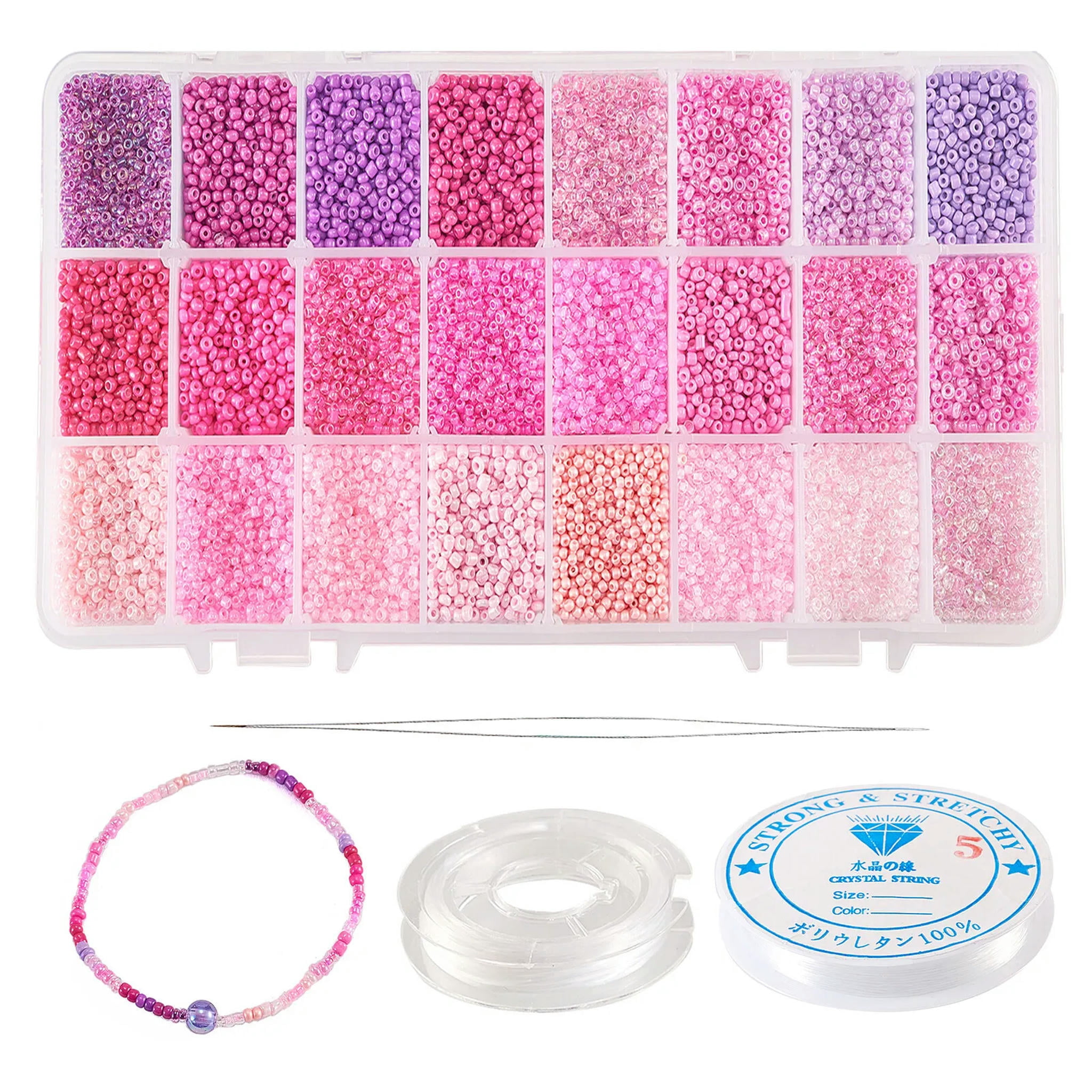 U8MO Glass Seed Beads with Beading Needles Elastic Crystal Thread for Jewelry Tools