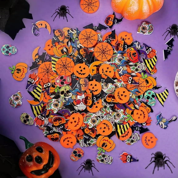 U8MO Halloween Buttons Set Wood 2 Hole Jewelry Making Craft Supplies Bulk 200pcs