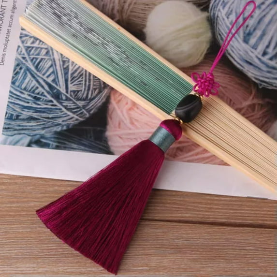 U8MO Handwork Refinement Tassel DIY Silk Tassels Pendent Jewelry Accessory-purple - rosered
