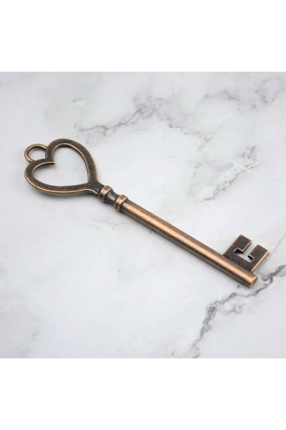 Heart Key-Big Key-Skeleton Key-Antiqued Copper-84mm Large Skeleton Key-Love