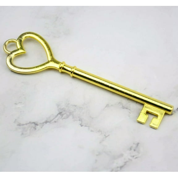 U8MO Heart Key-Big Key-Skeleton Key-Antiqued Gold-84mm Large Skeleton Key-Love