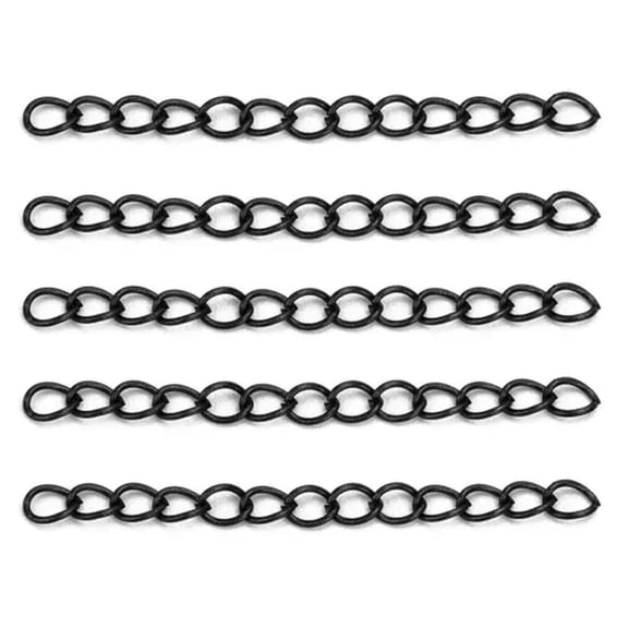 U8MO Iron Metal 100pcs 2inch 3mm Extension Extender Chain Bulk for Jewelry Making-Black