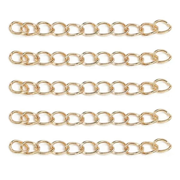 U8MO Iron Metal 100pcs 2inch 3mm Extension Extender Chain Bulk for Jewelry Making-KC Gold