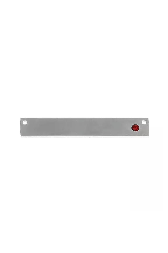 January Birthstone Pendant Connector Bar Stainless Steel Garnet Crystal 38mm