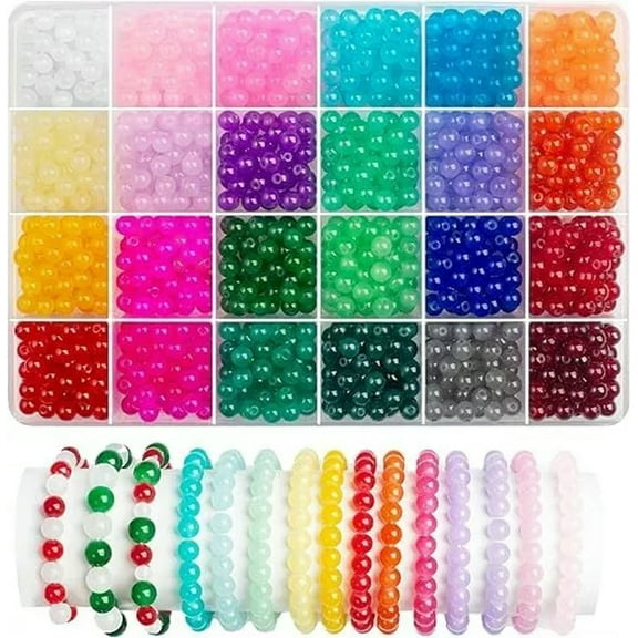 U8MO Jelly Glass Beads 6mm Assorted Lot Bulk Jewelry Supplies Wholesale 1200pcs