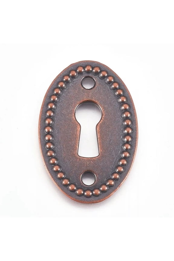 Keyhole Pendant Connector Antique Copper Tone Steampunk Lock Charm Oval