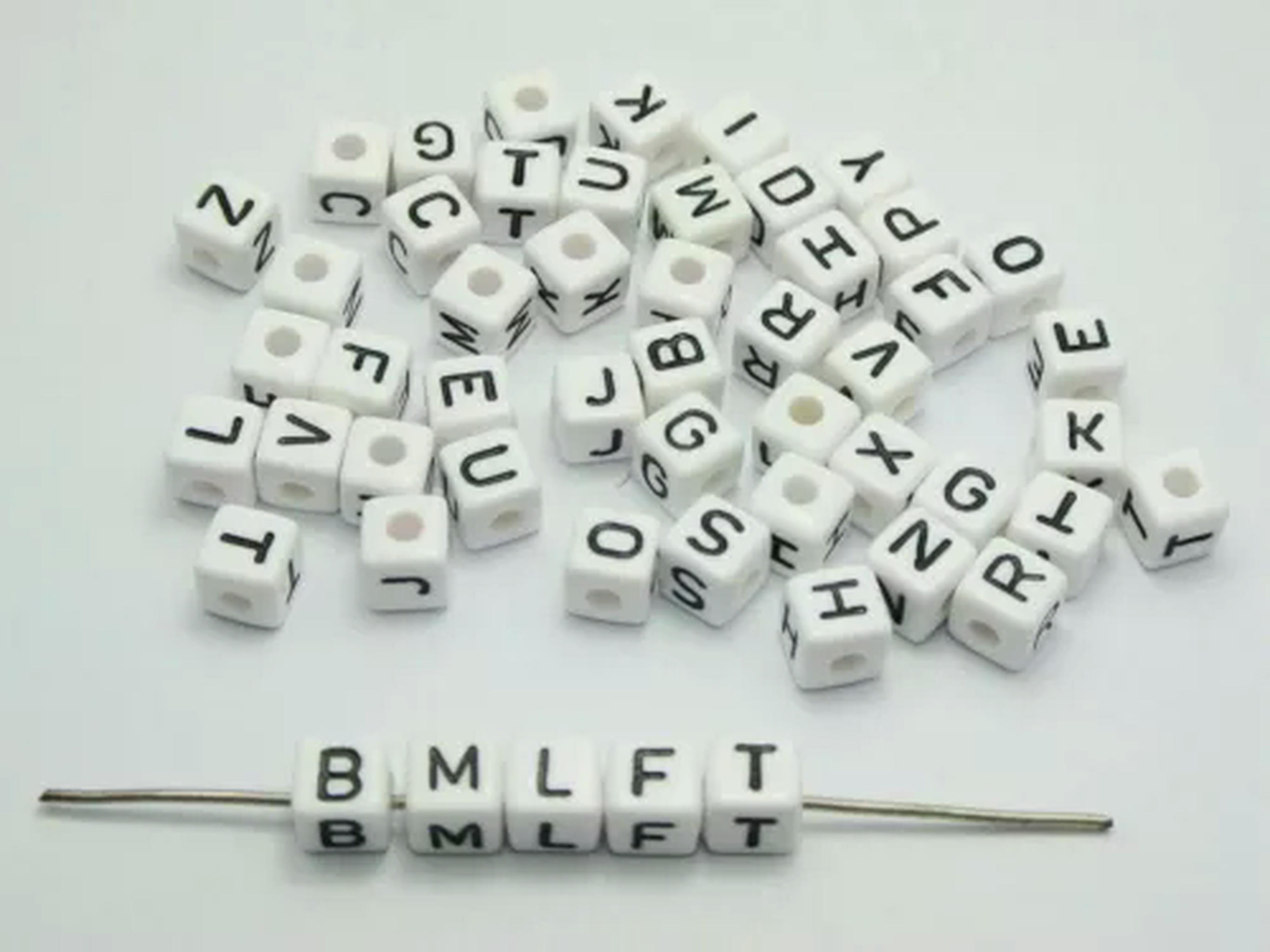 U8MO Kids Craft DIY Assorted Alphabet Letter Acrylic Cube Pony Beads ...