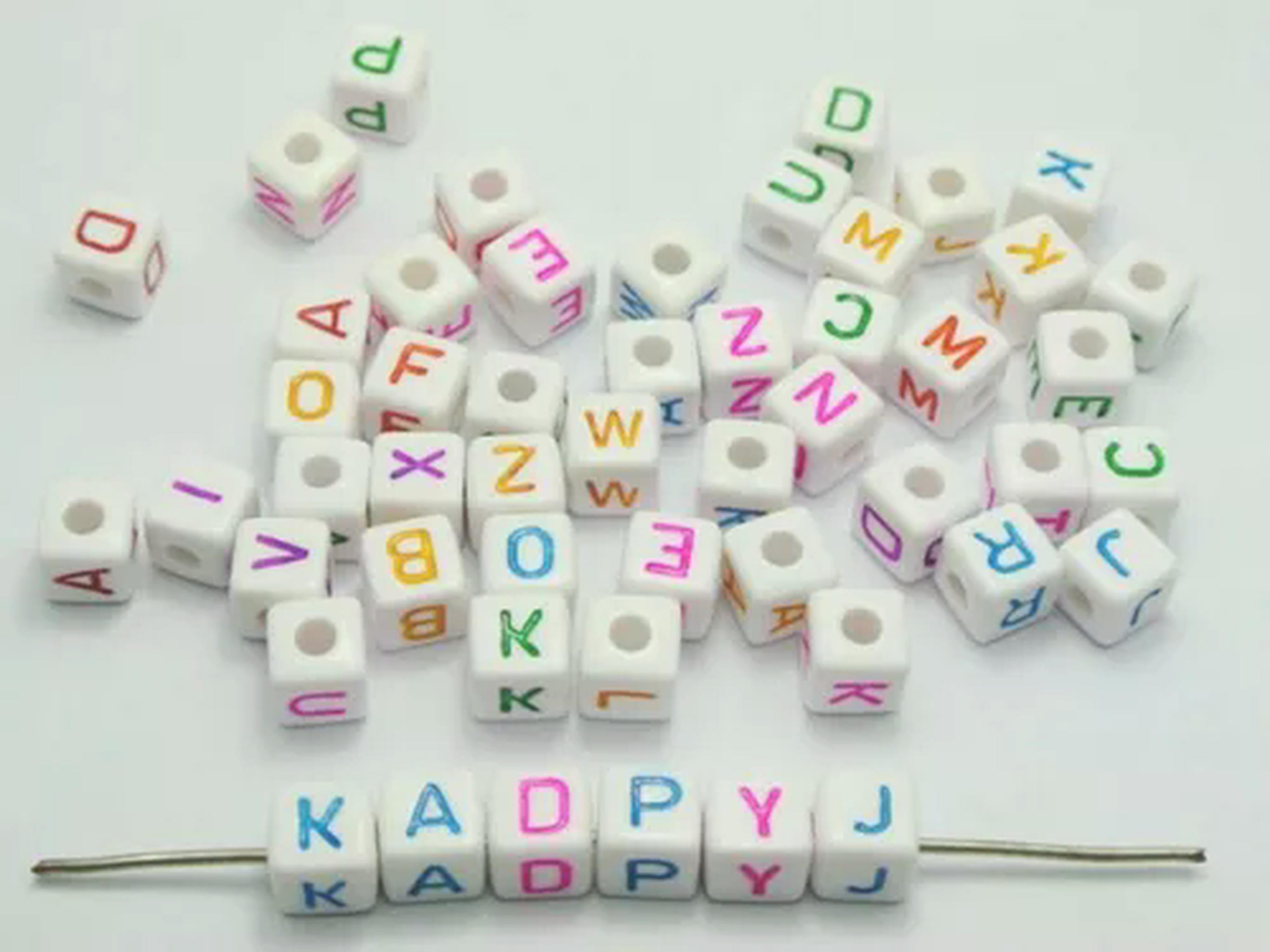 U8MO Kids Craft DIY Assorted Alphabet Letter Acrylic Cube Pony Beads ...