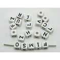 thumbnail image 1 of U8MO Kids Craft DIY Assorted Alphabet Letter Acrylic Cube Pony Beads 8mm 10mm-50pcs White with Black 11mm, 1 of 7