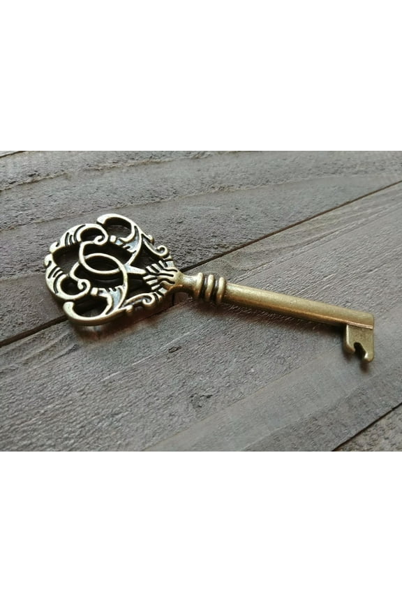 Large Key Pendant Skeleton Key Pendant Antiqued Bronze Big Skeleton Key 77mm