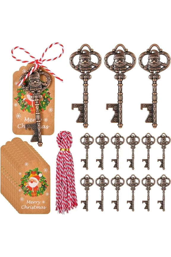 Large Key Pendants Copper Skeleton Keys Santa Keys Christmas 3 Inches Tags 50pcs