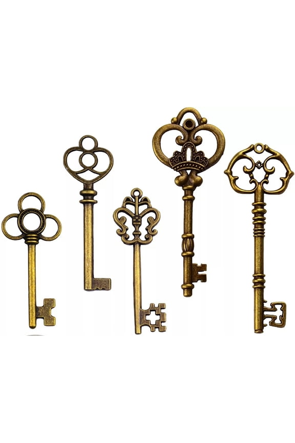 Large Key Pendants Skeleton Key Pendants Antiqued Bronze Big Skeleton Key 5pcs