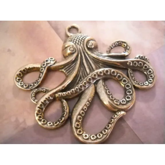 U8MO Large Octopus Pendant Antiqued Bronze Steampunk Octopus Pendant Kraken Pendant