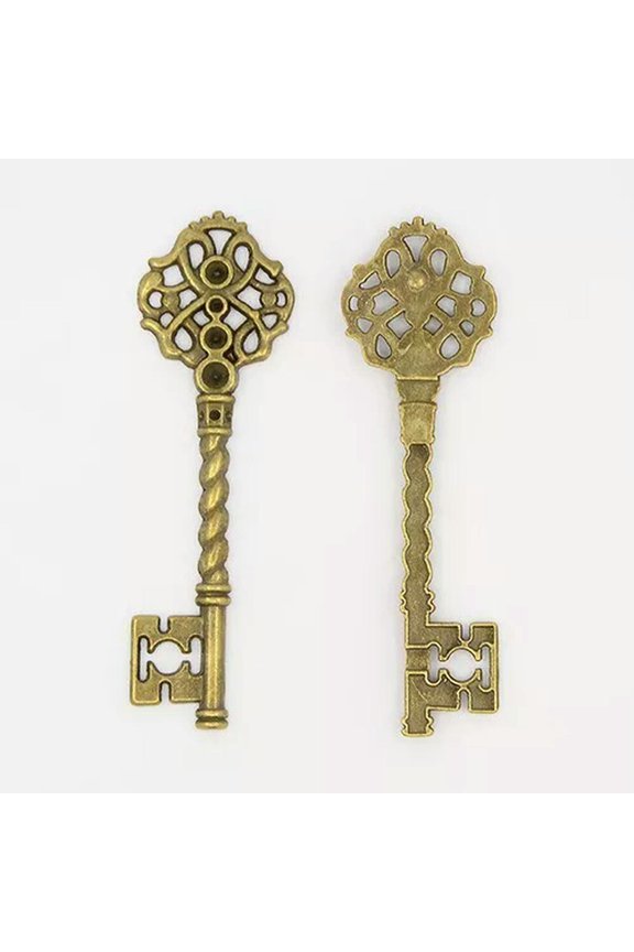 Large Skeleton Key Pendant Antiqued Bronze Steampunk Key 68mm