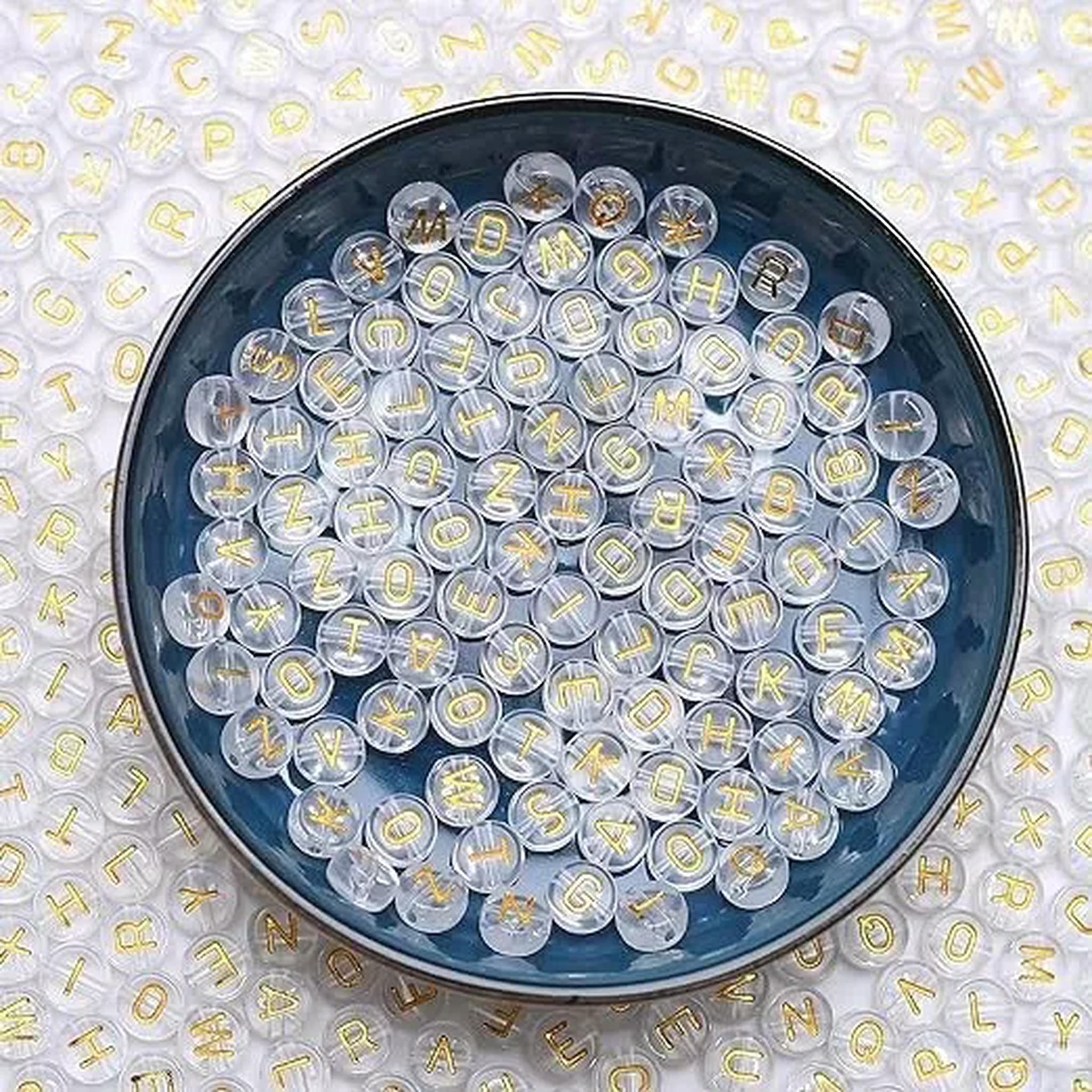 U8MO Letter Beads Alphabet Beads Clear Gold Coin Bulk Beads Wholesale 7mm 1000pcs