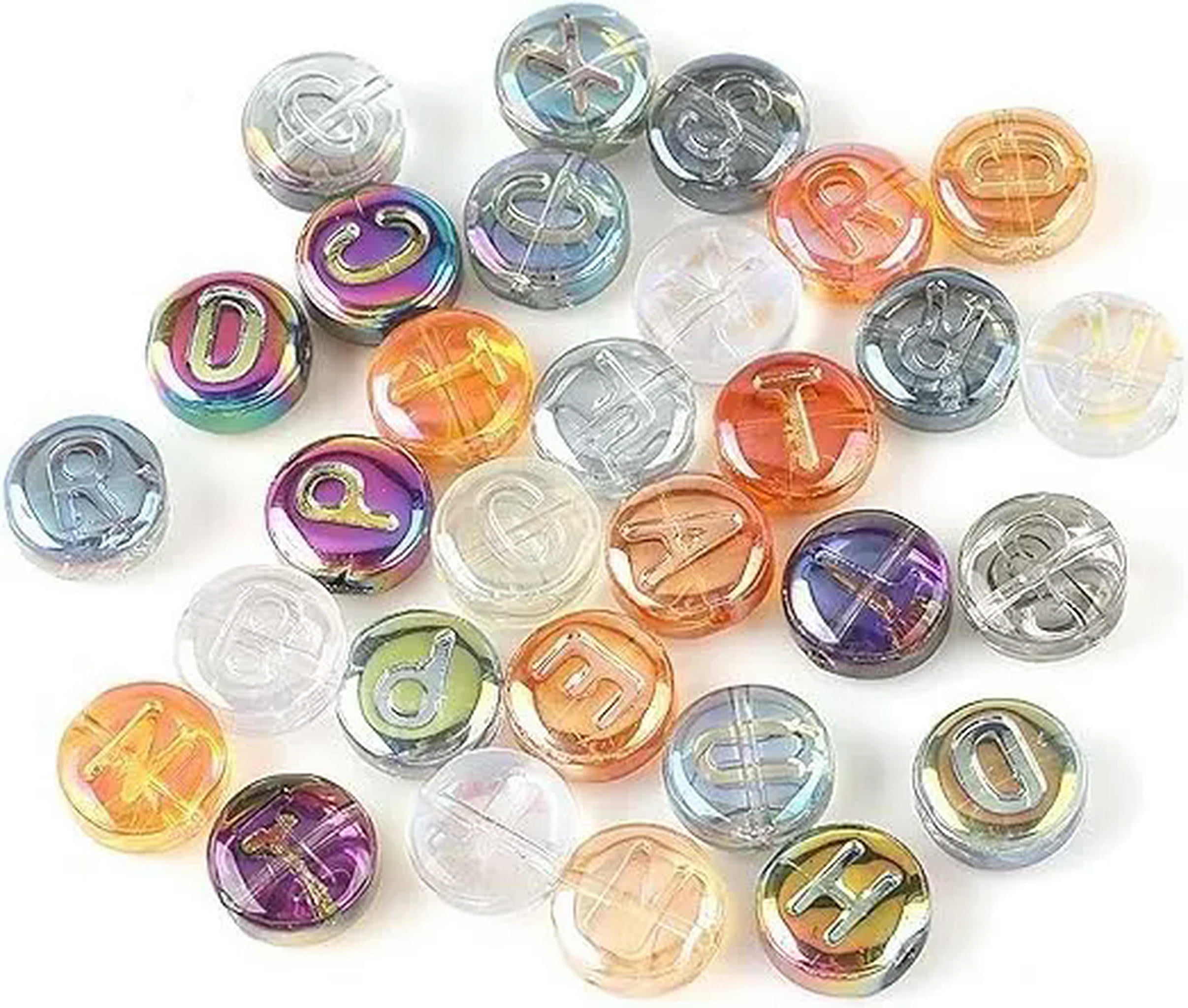 U8MO Letter Beads Alphabet Beads Glass Coin Bulk Assorted Wholesale 8mm 200pcs