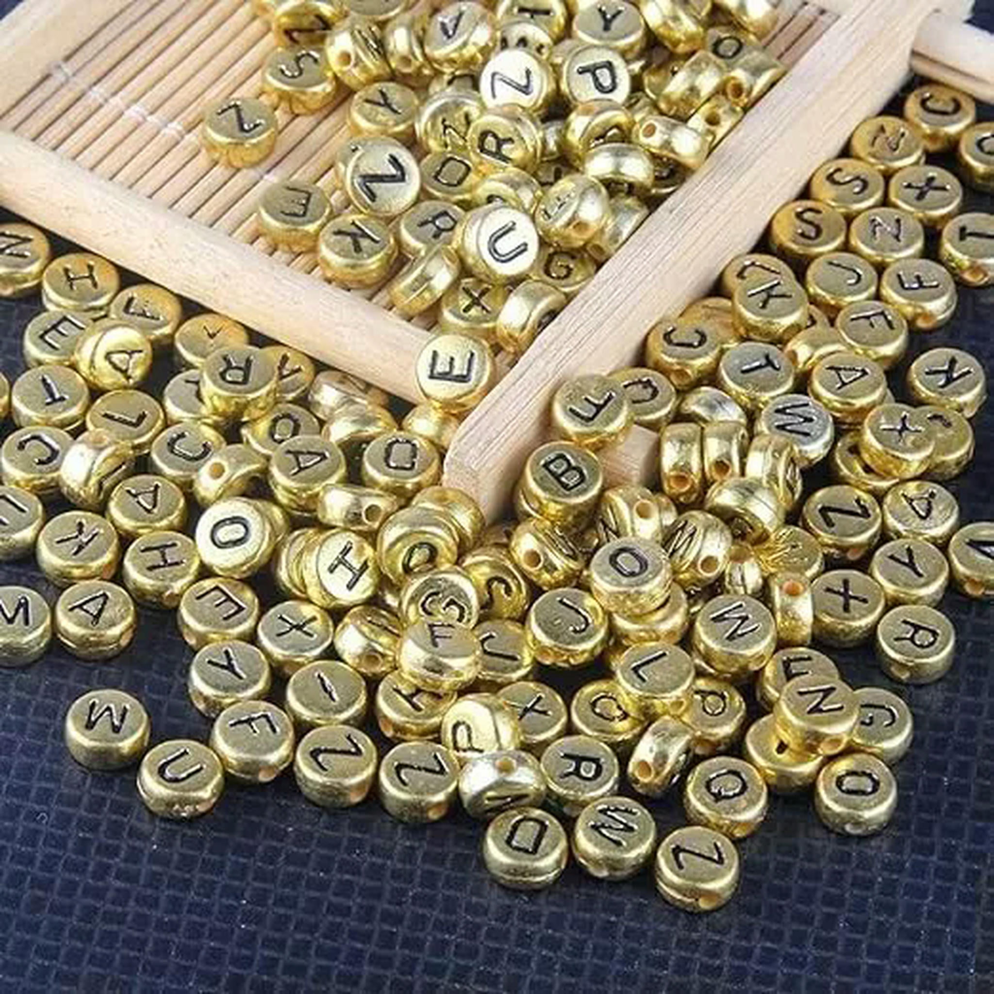 U8MO Letter Beads Alphabet Beads Shiny Gold Coin Bulk Beads Wholesale 7mm 1000pcs