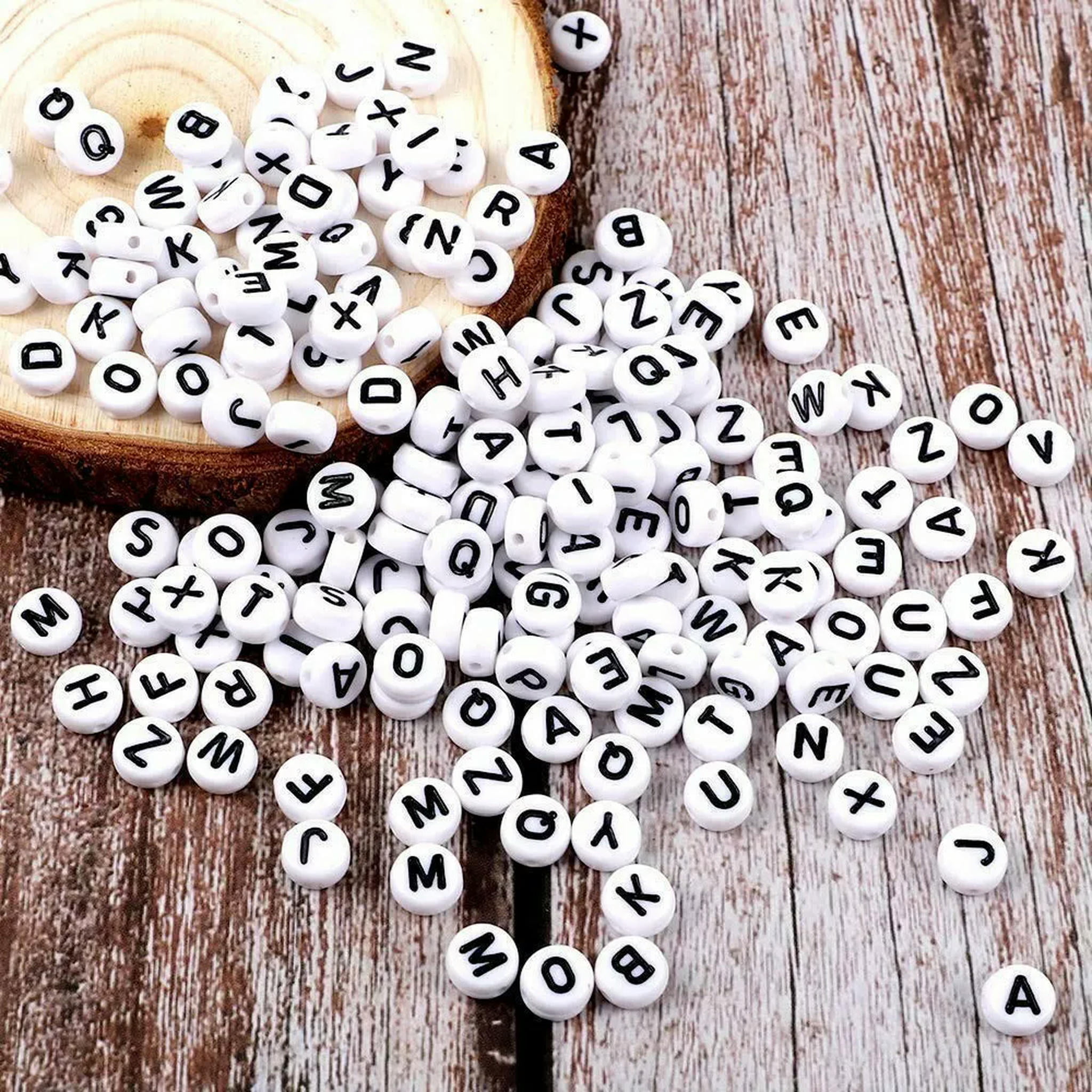 U8MO Letter Beads Alphabet Beads White Bulk Beads Wholesale 7mm Flat Mixed Lot 1400