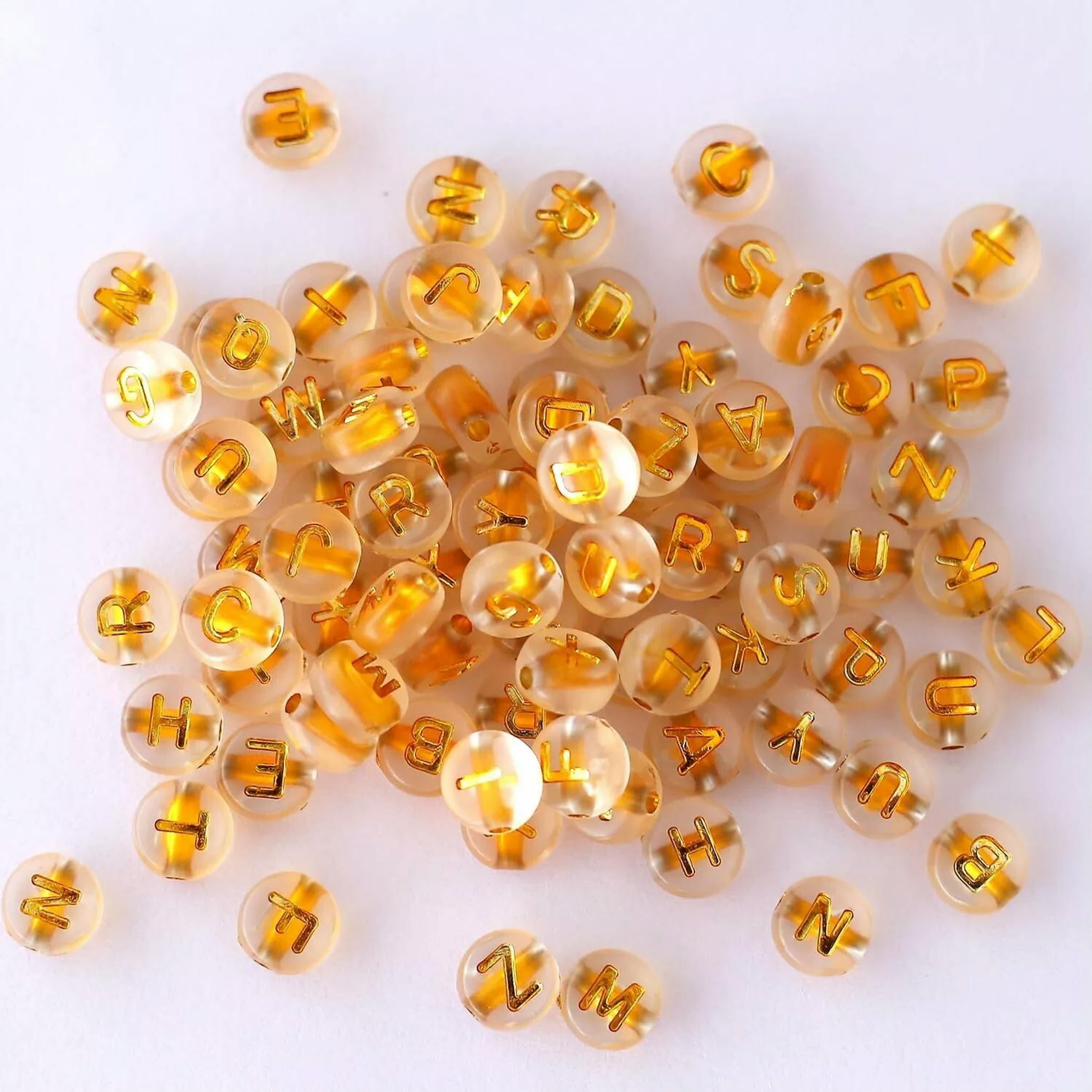 U8MO Letter Beads Alphabet Clear Gold Wholesale 7mm Flat Assorted Lot BULK 1000pcs