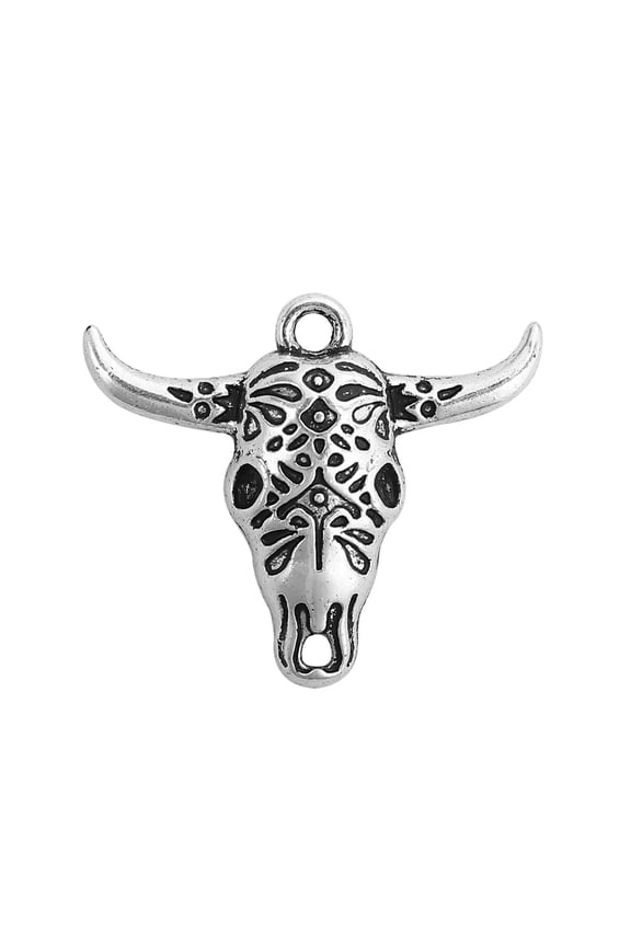 Longhorn Pendants Antique Silver Tone Texas Western Charms Stock Show Findings 2