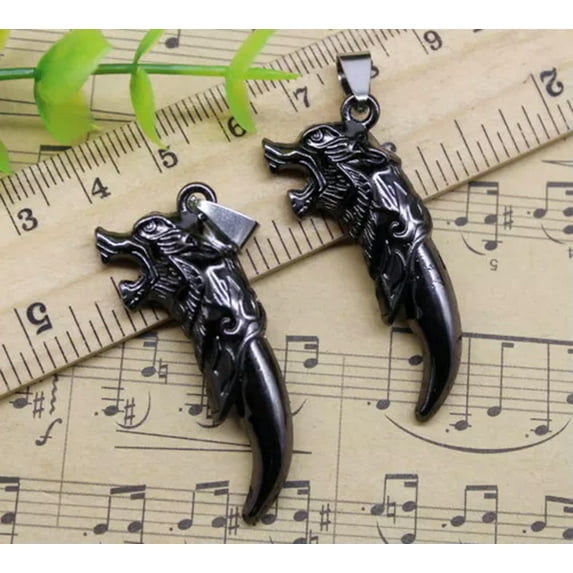 U8MO Lot 1~5pc Jewelry Making DIY Wolf Head Alloy Charms Necklace Pendant-black-5pcs