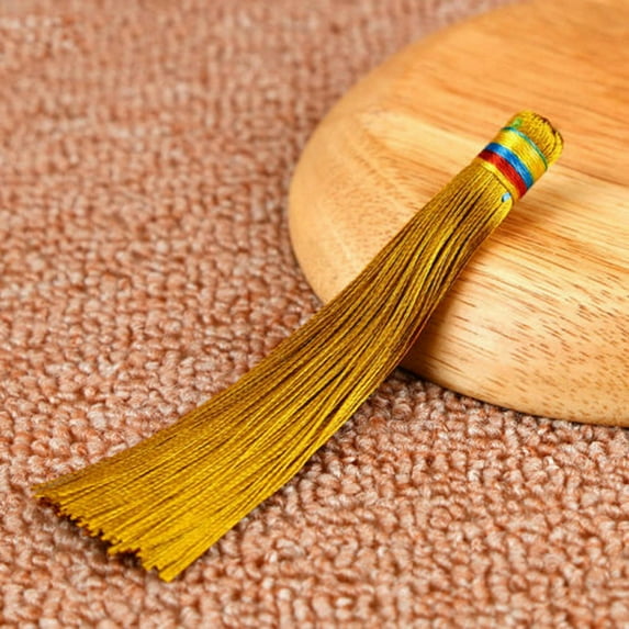 U8MO Lot 10pc 12cm Colour-head Vertical Tassel Trim Pendant Jewelry DIY Chinese Knot-10# earthy yellow-2pcs