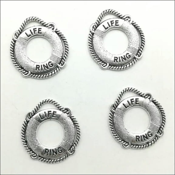 U8MO Lot 30/50X retro Jewelry Making life buoy alloy charms pendants DIY 24x22mm-ancient silver-50pcs