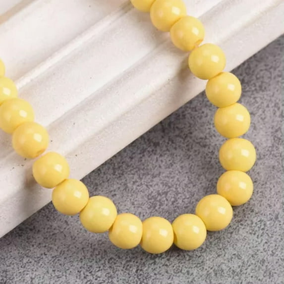 U8MO Lot 4mm/6mm/8mm Charms Round Glass Coated Colors Loose Spacer Beads Making-Yellow-8mm (30pcs)